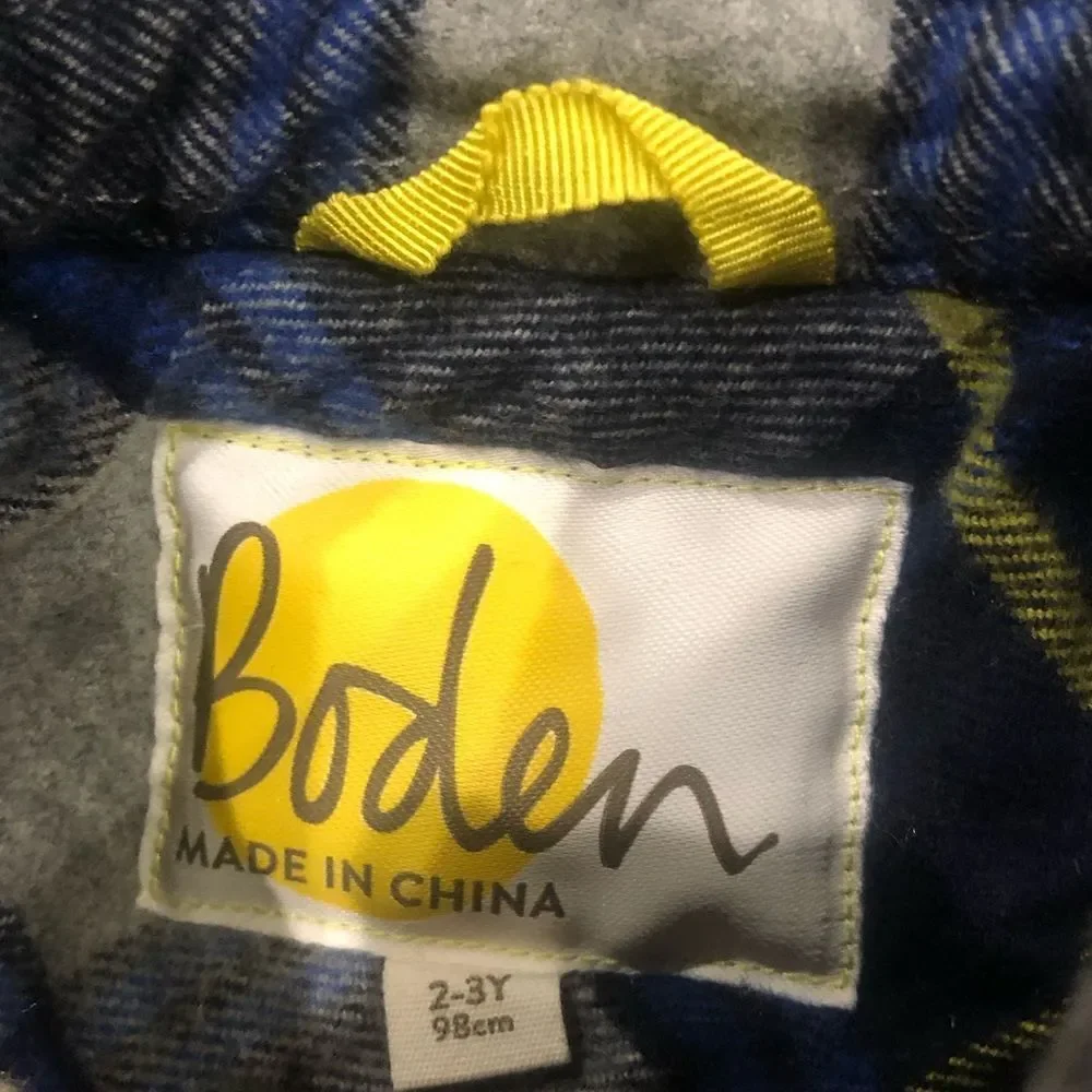 Boys Boden Jacket Size 2-3 years old Navy and Gray Plaid Kids Jacket